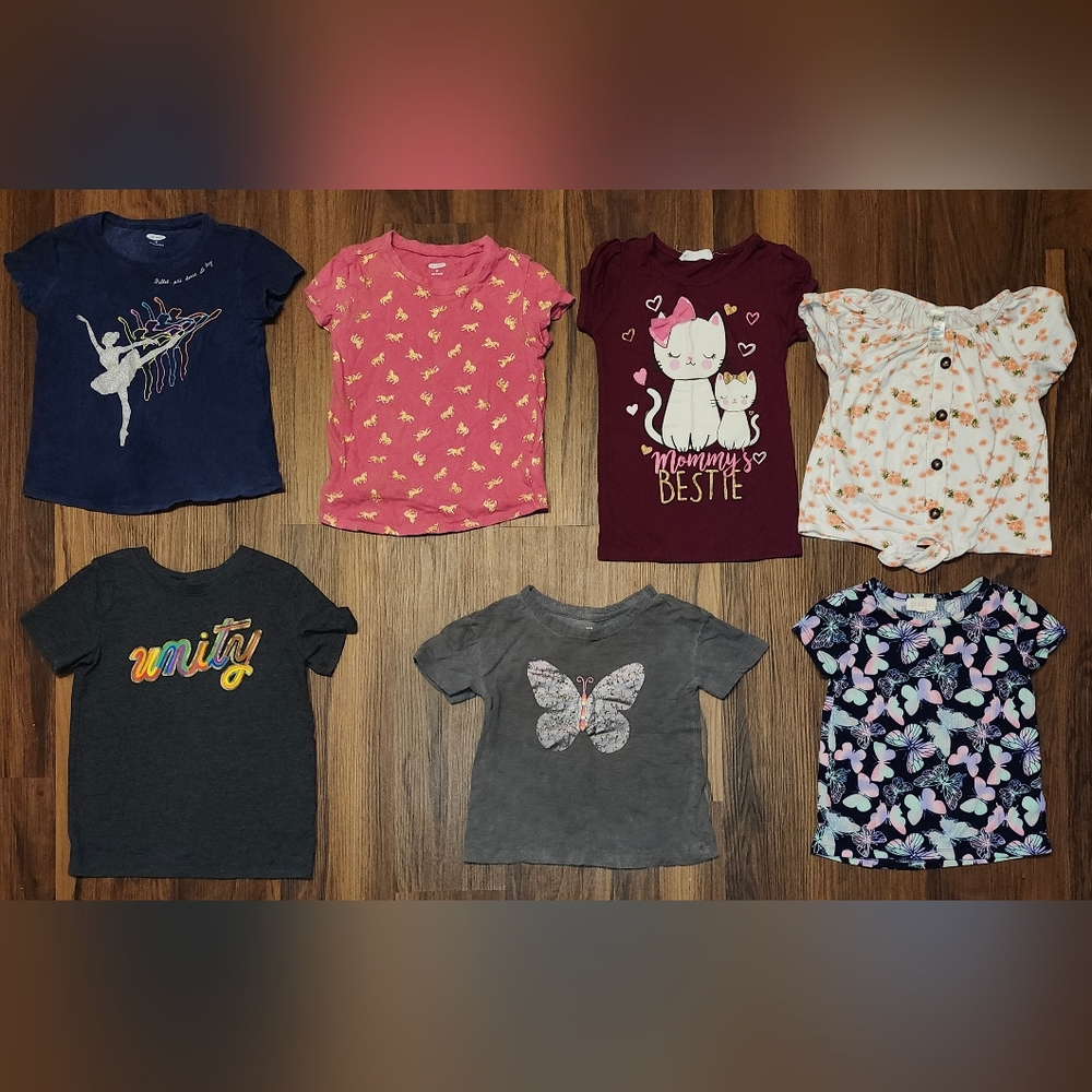 Girls Sz 5 Lot of 7 Tops, NWOT to Gently Worn